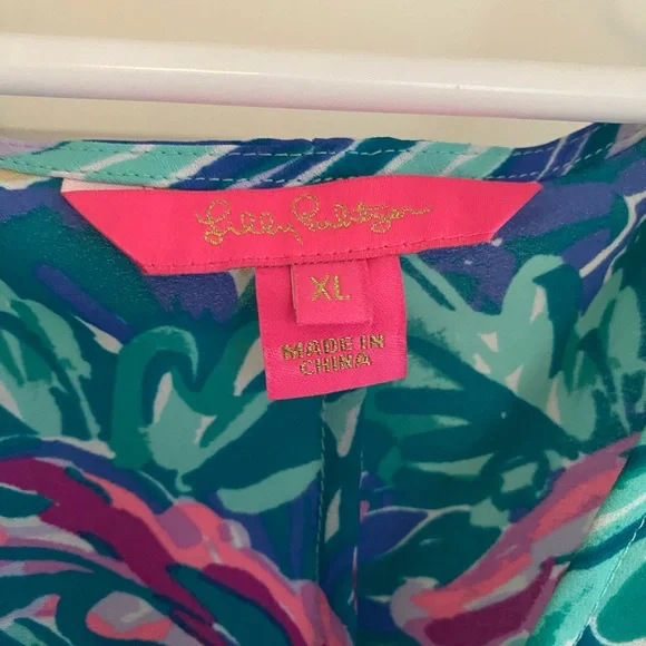 Lilly Pulitzer Vibrant Blue and Pink Long Sleeve Dress - Picture 2 of 6